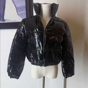 PrettyLittleThing Glossy Black Puffer Jacket